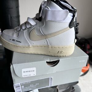 Nike White and Tan High Tops